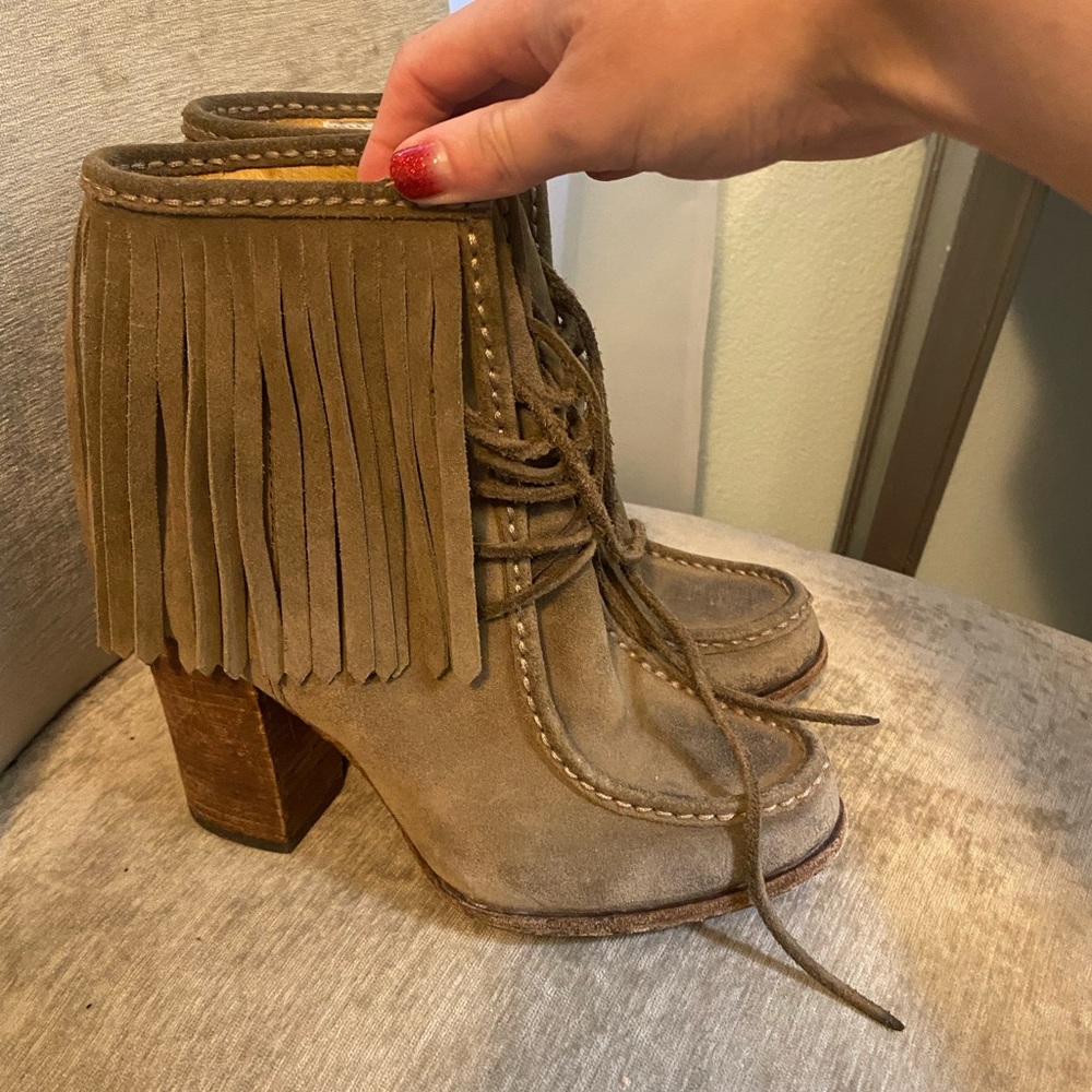 Frye Parker Fringe Heeled Booties